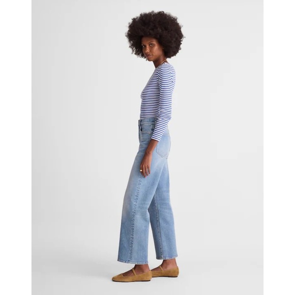 Madewell The Perfect Vintage Wide-Leg Crop Jeans Blue Wash Size 29 - Picture 10 of 11